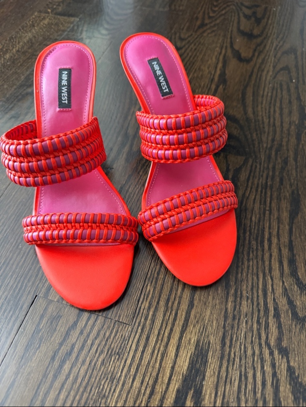 Nine West Orange Pause Heeled Slide Sandals Size 9 - Picture 3 of 9